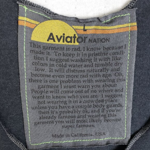 Aviator Nation Tank Top Smiley Print Soft Charcoal size L - Picture 2 of 11